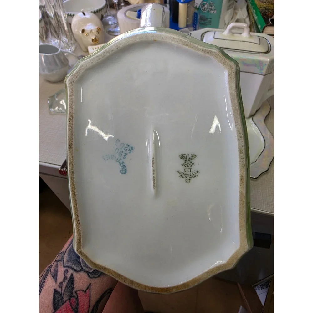 Vintage CT Altwasser Germany Iridescent Luster Porcelain Tea Coffee Set w Tray